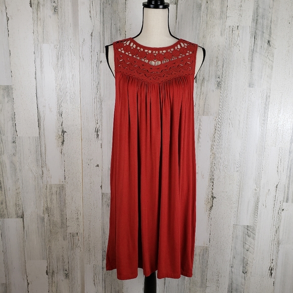Loft Crochet Yoke Trapeze Dress Sz Medium - Picture 1 of 6